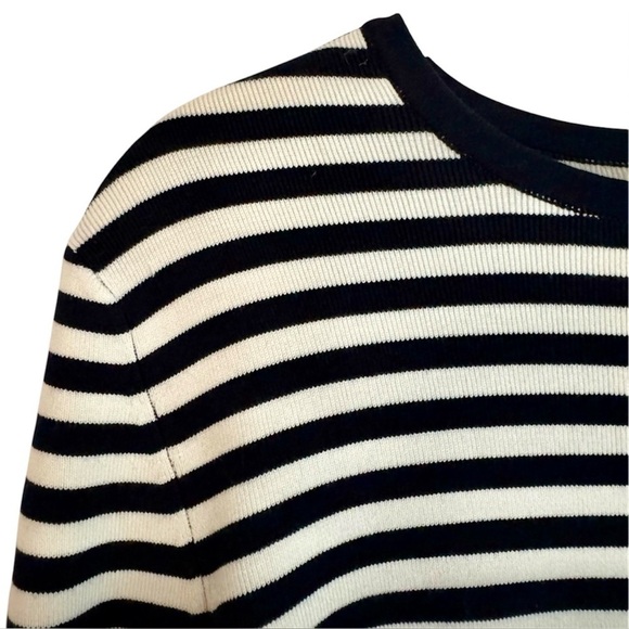 New Lauren Ralph Lauren Nautical Navy White Striped Sweater Silk Blend Knit Med - Picture 2 of 5